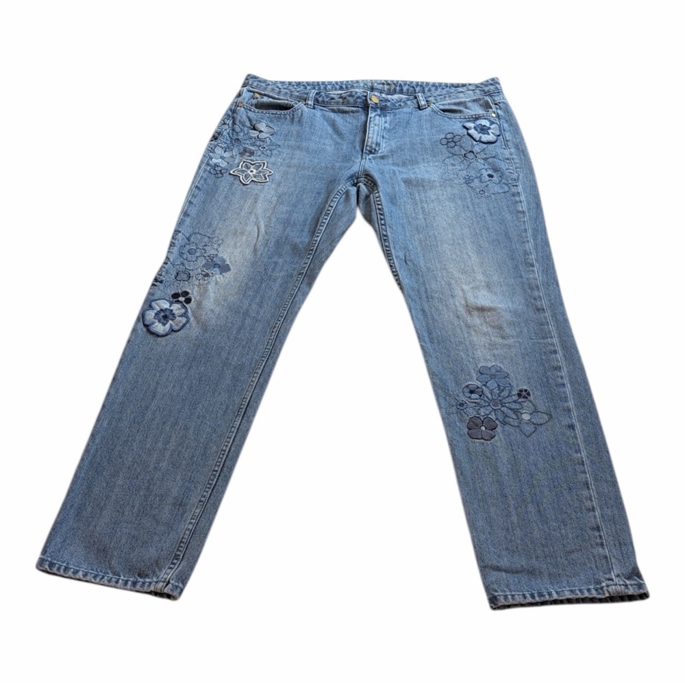 Michael Kors Dillon Relaxed Embroidered Light Blue Jeans